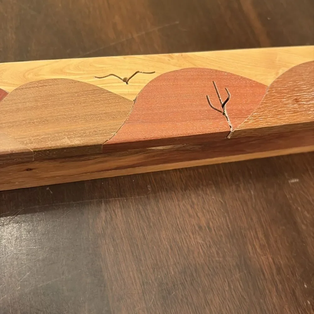Handcrafted Wood Box mountains, cactus llama